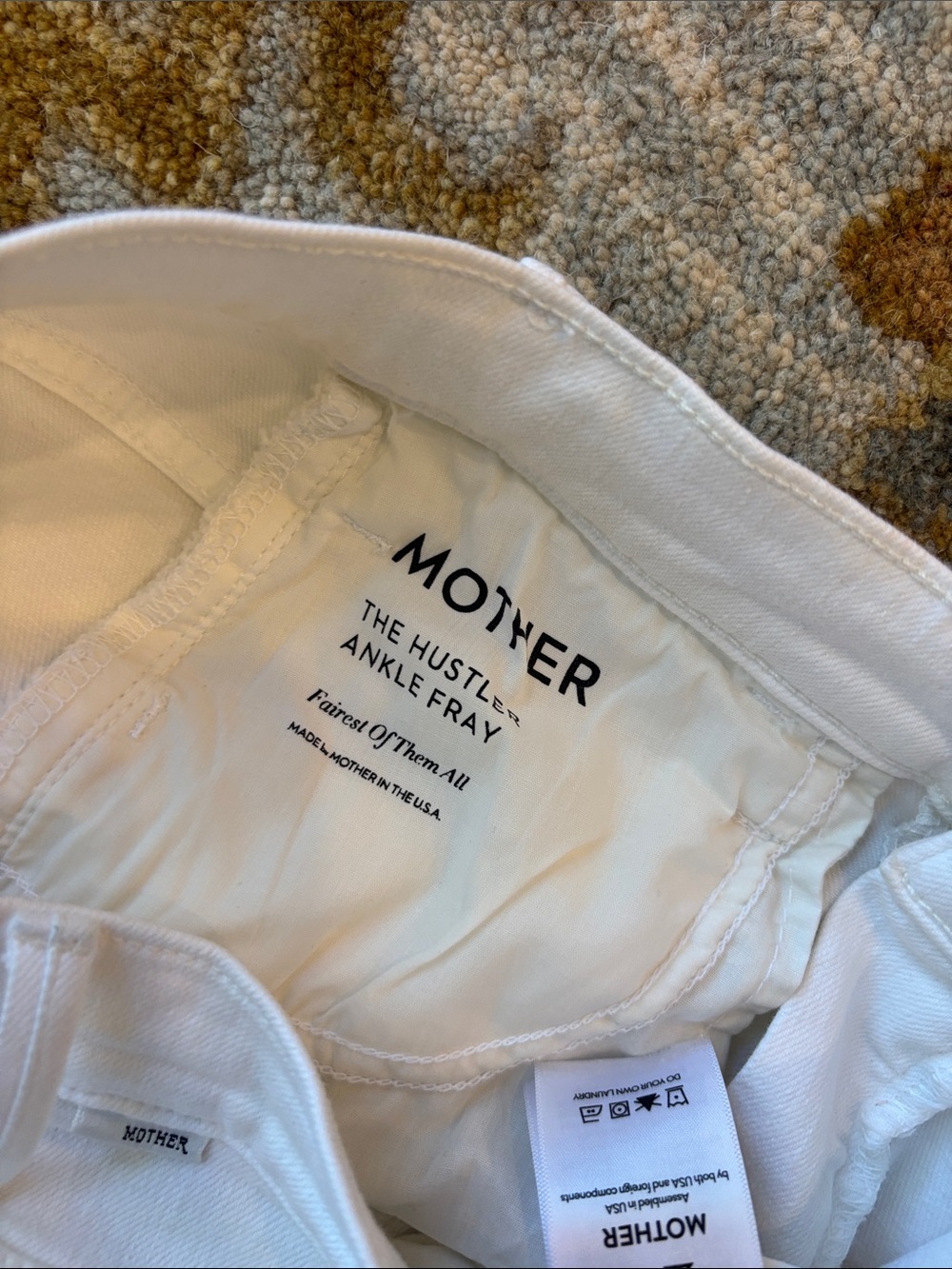 MOTHER The Hustler Ankle Fray Jeans in White - Picture 5 of 5